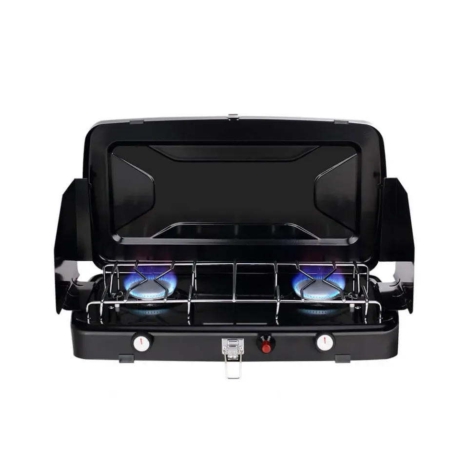 Camplux JK-8620 réchaud camping gaz 2 feux pliable