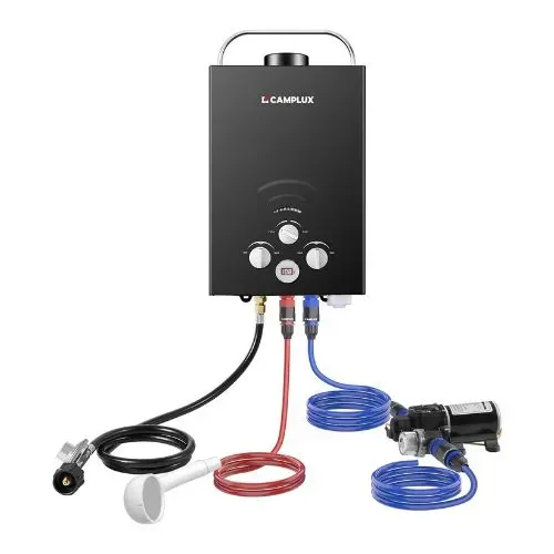 Camplux BW158BP60 chauffe-eau gaz 6L noir kit pompe 12V