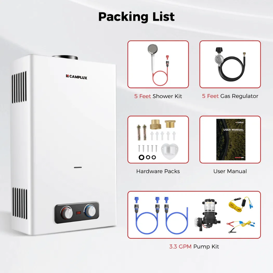Camplux BD422P120 chauffe-eau portable kit pompe 16 L