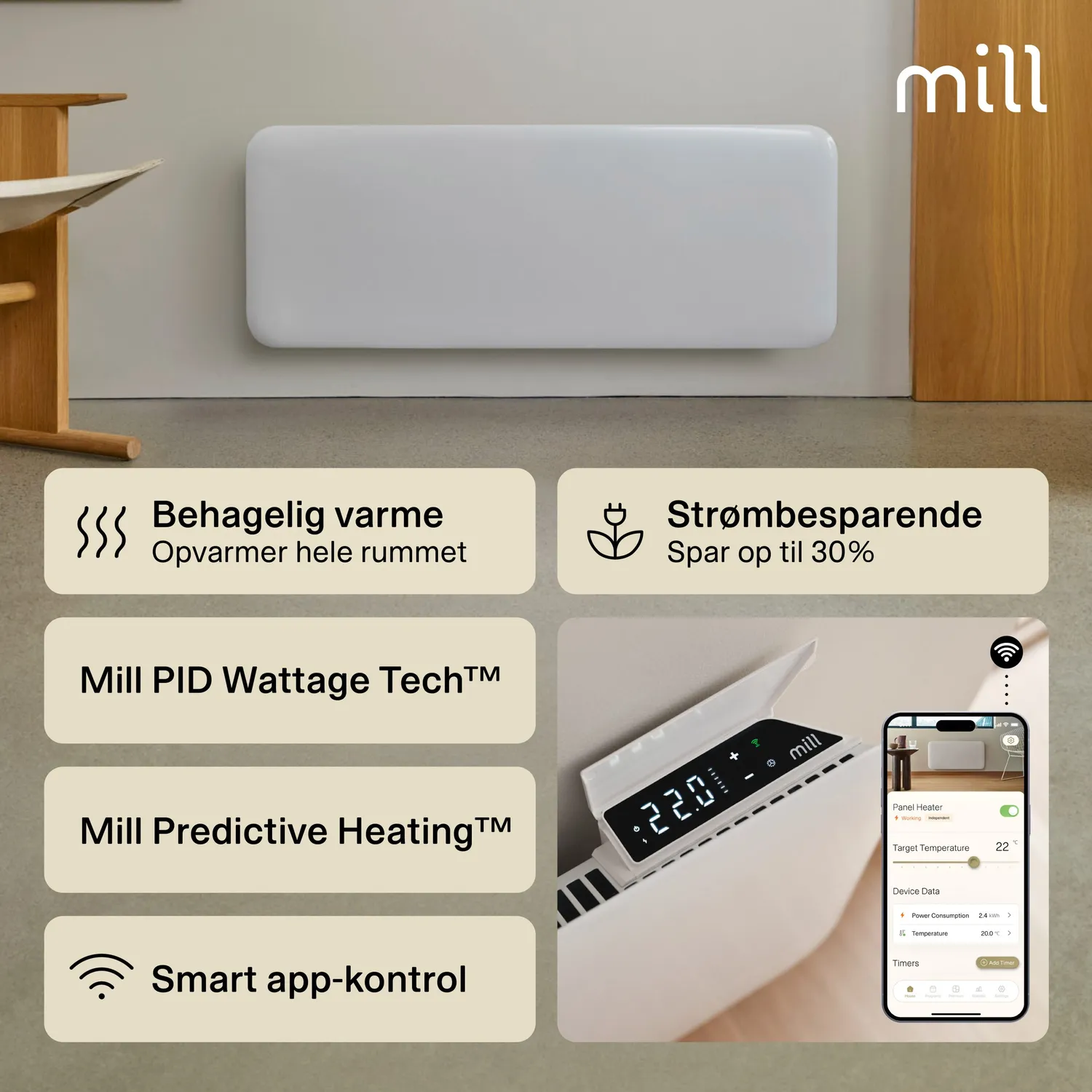 Mill Invisible Gen 4 convecteur WiFi 1200W
