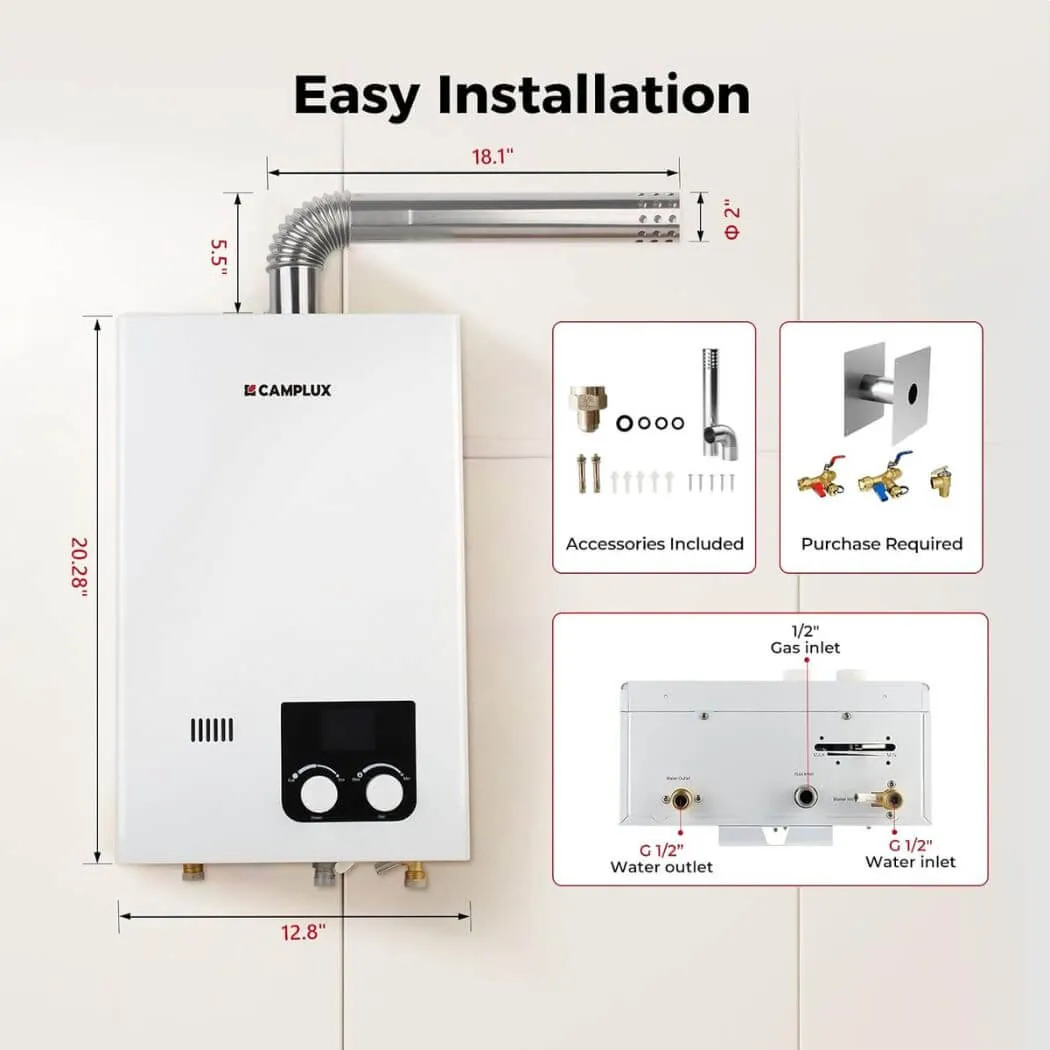 Camplux intérieur 2,64 GPM chauffe-eau gaz blanc propane 10 L
