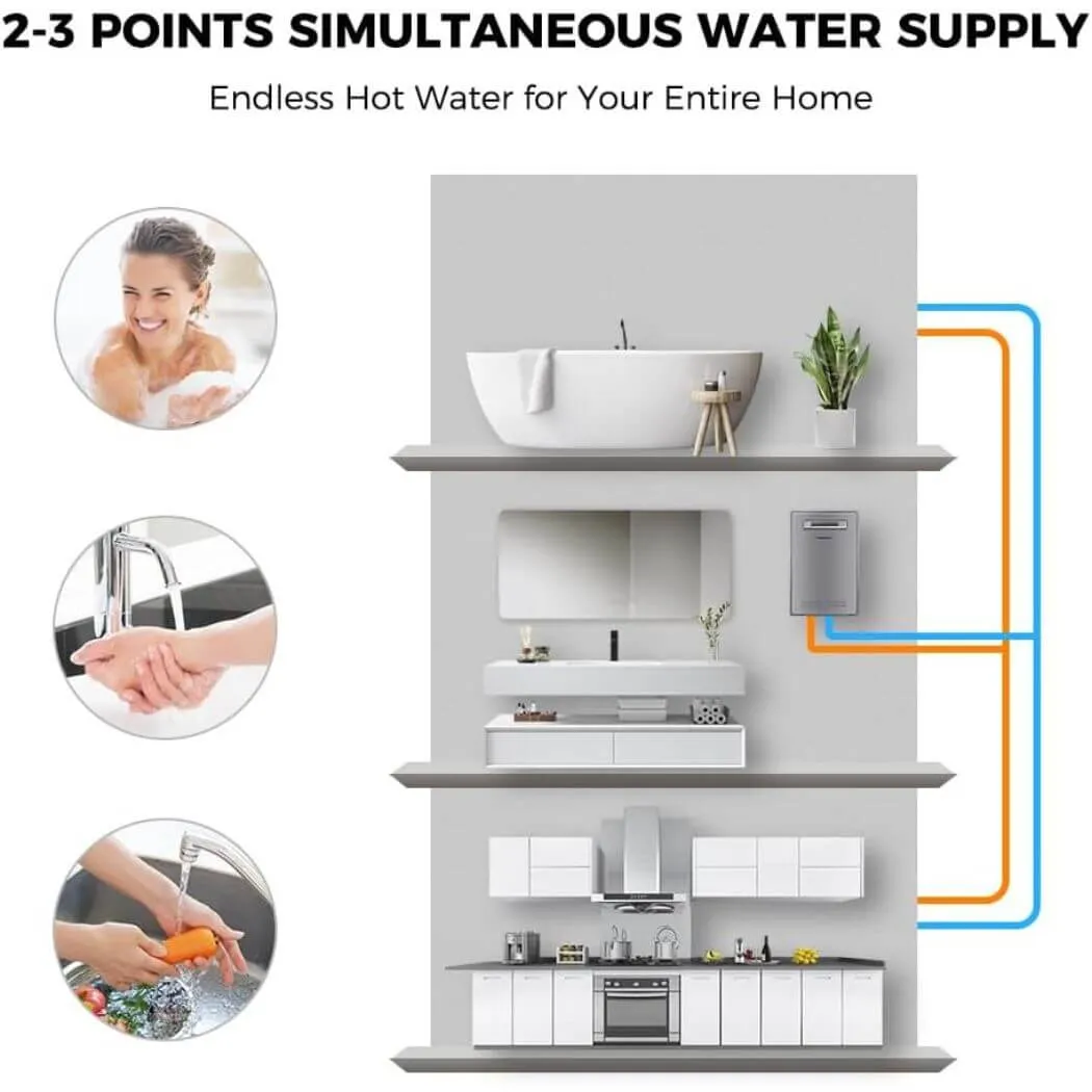 Camplux Chauffe-eau instantané 5,28 GPM propane gris extérieur