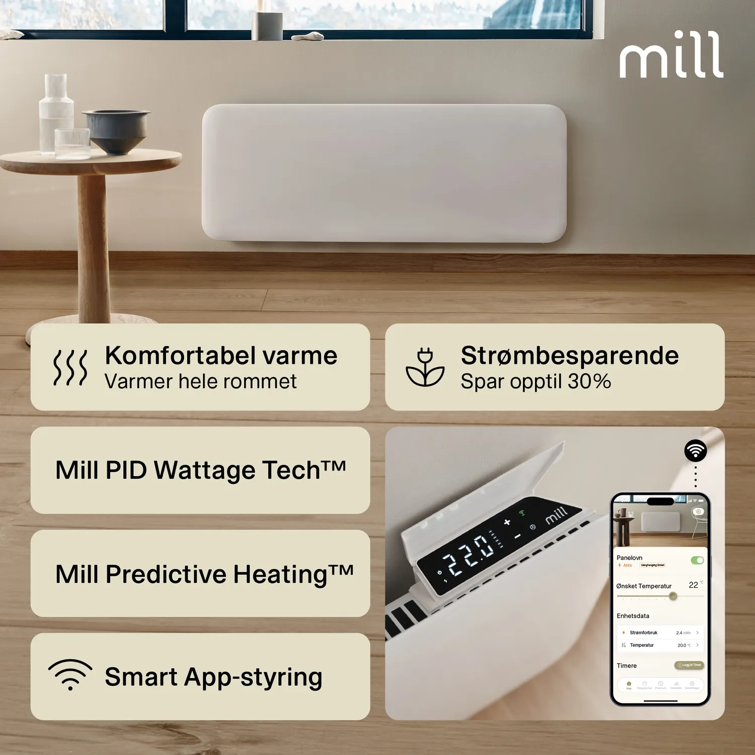 Mill Invisible Gen 4 2000W convecteur discret connecté