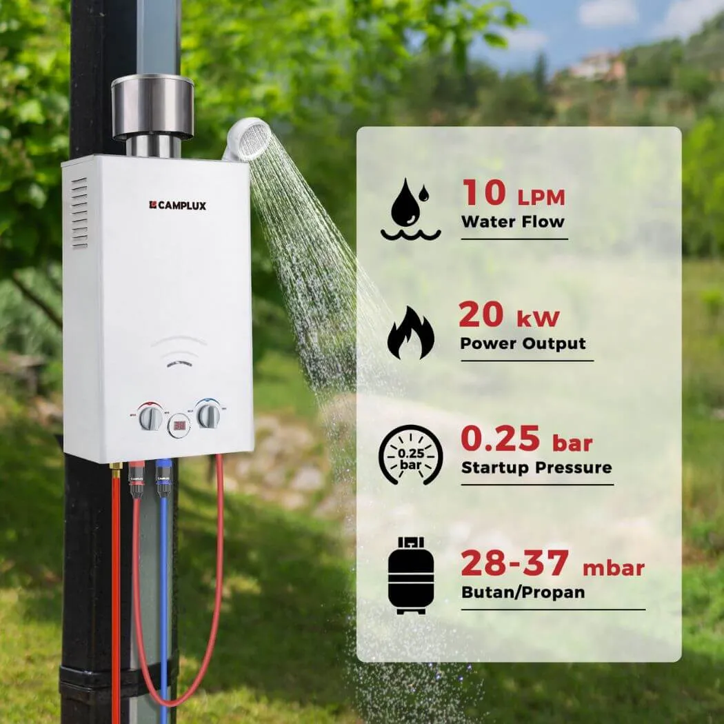 Camplux BW264C chauffe-eau gaz 10L avec pare-pluie classe A+