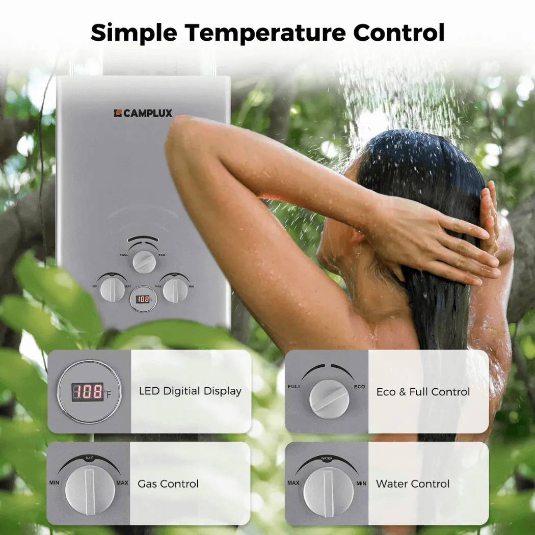 Camplux Chauffe-eau gaz portable 6L 1,58 GPM propane