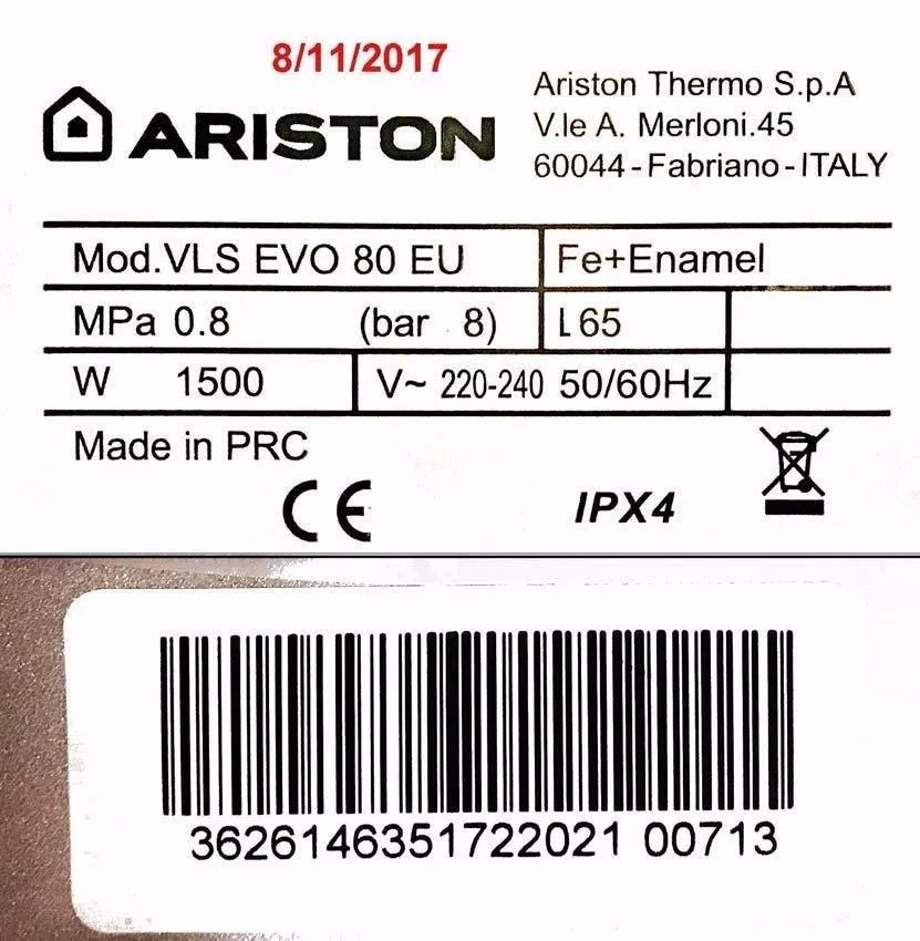 Ariston Velis Evo 80 L chauffe-eau plat multi-positions B