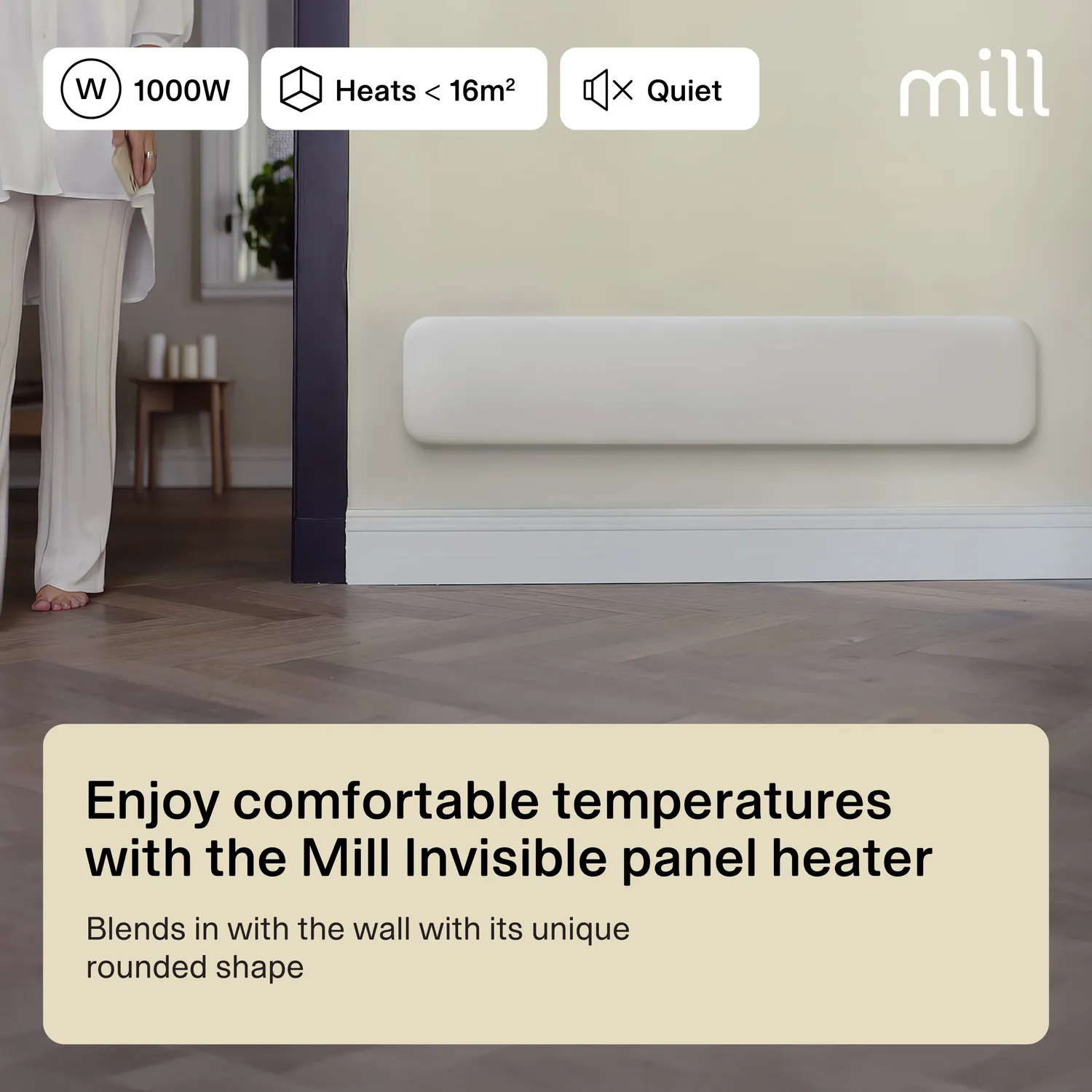 Mill Invisible radiateur panneau 1000W bas