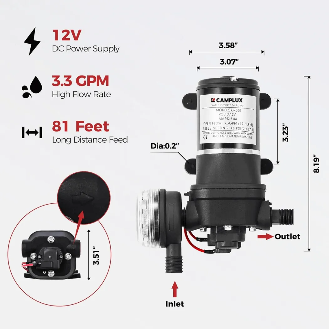 Camplux BW422P120 chauffe-eau propane 4,22 GPM kit pompe