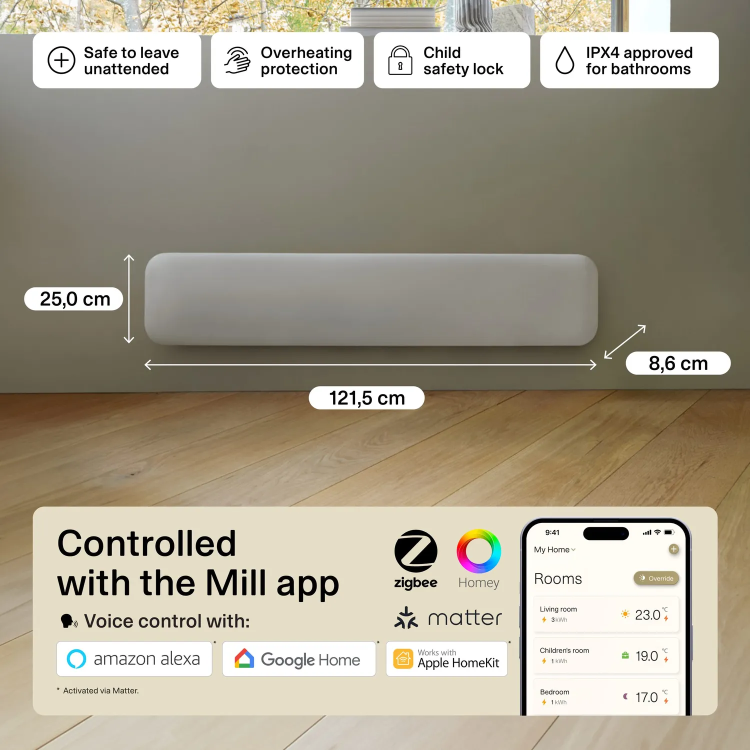 Mill Invisible Gen 4 convecteur WiFi bas 1000W