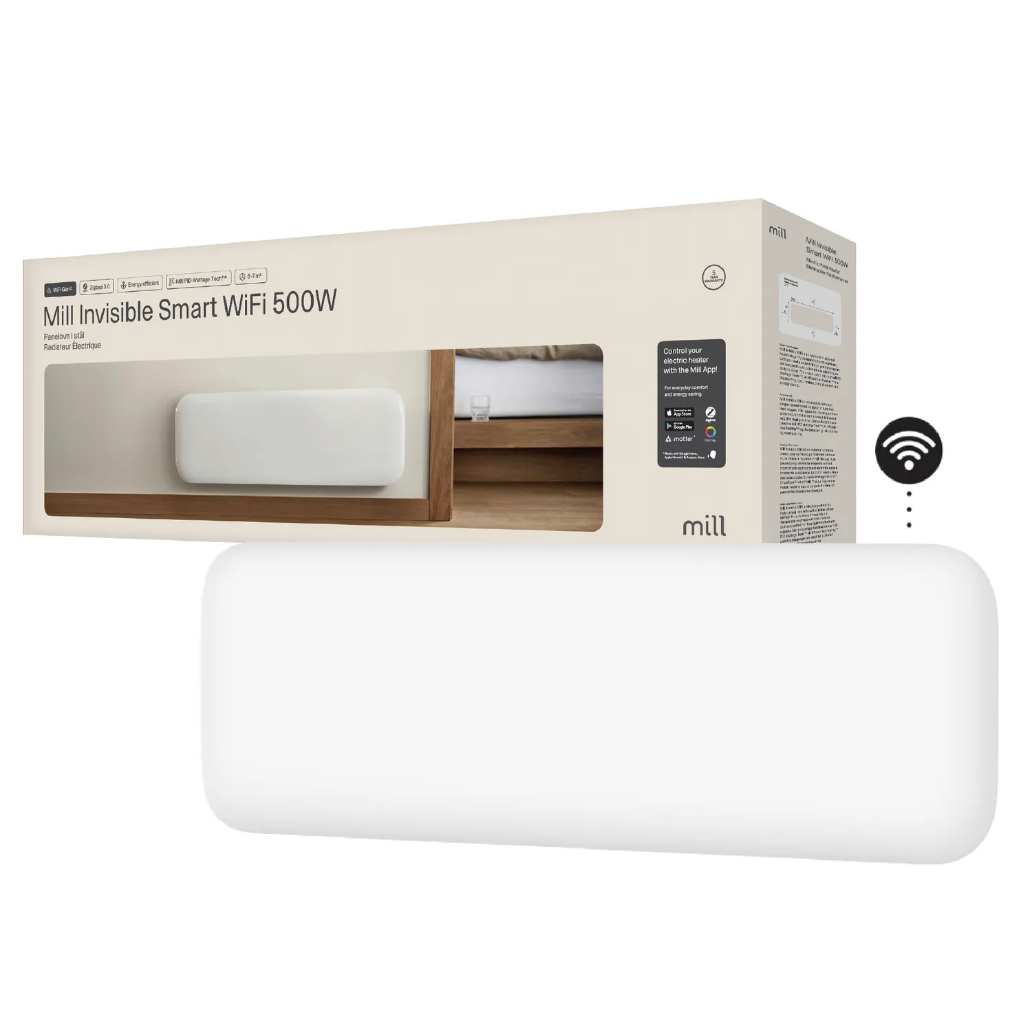 Mill Invisible Smart WiFi Gen 4 radiateur panneau 500W bas