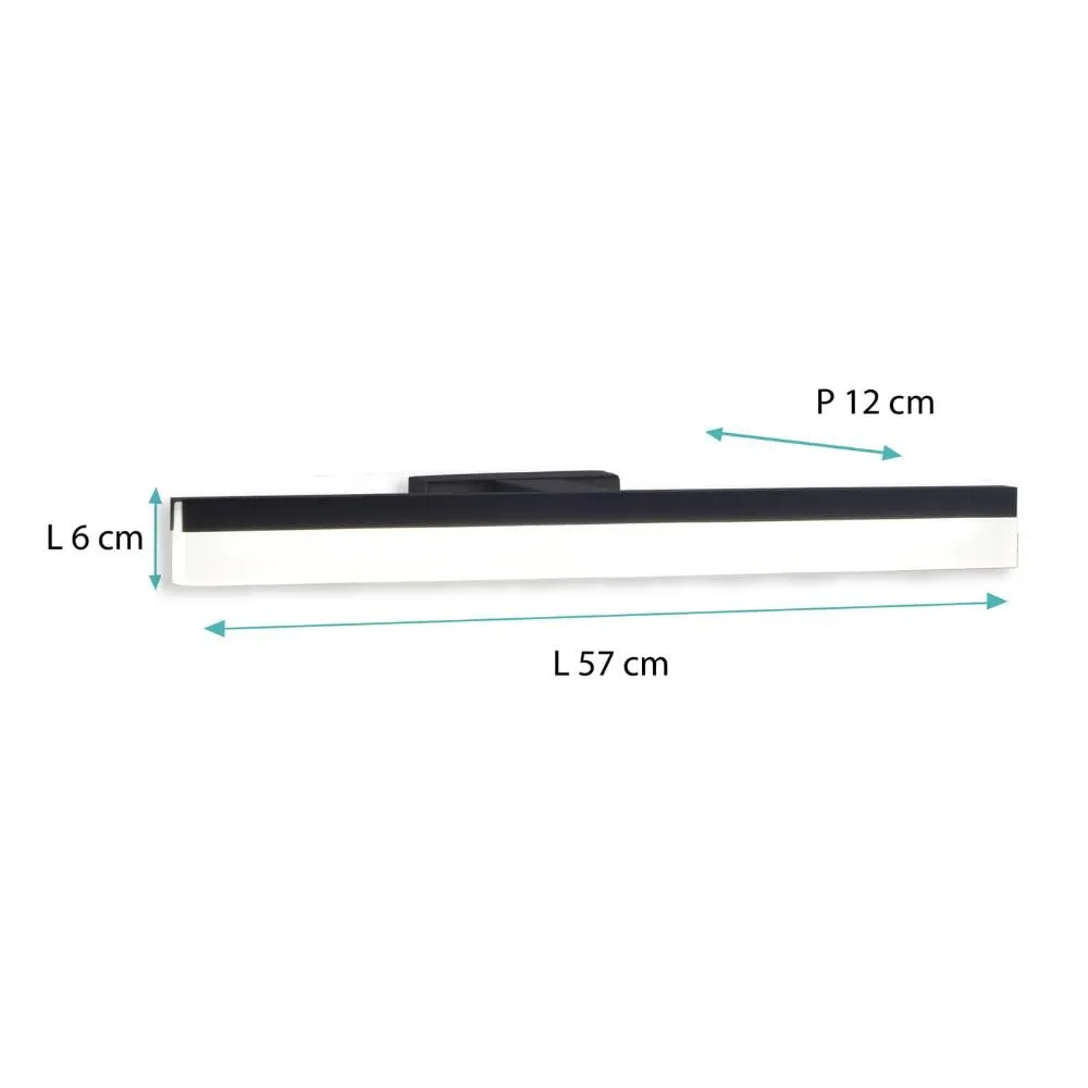 Voltman applique salle de bain 57 cm noire LED 4000K