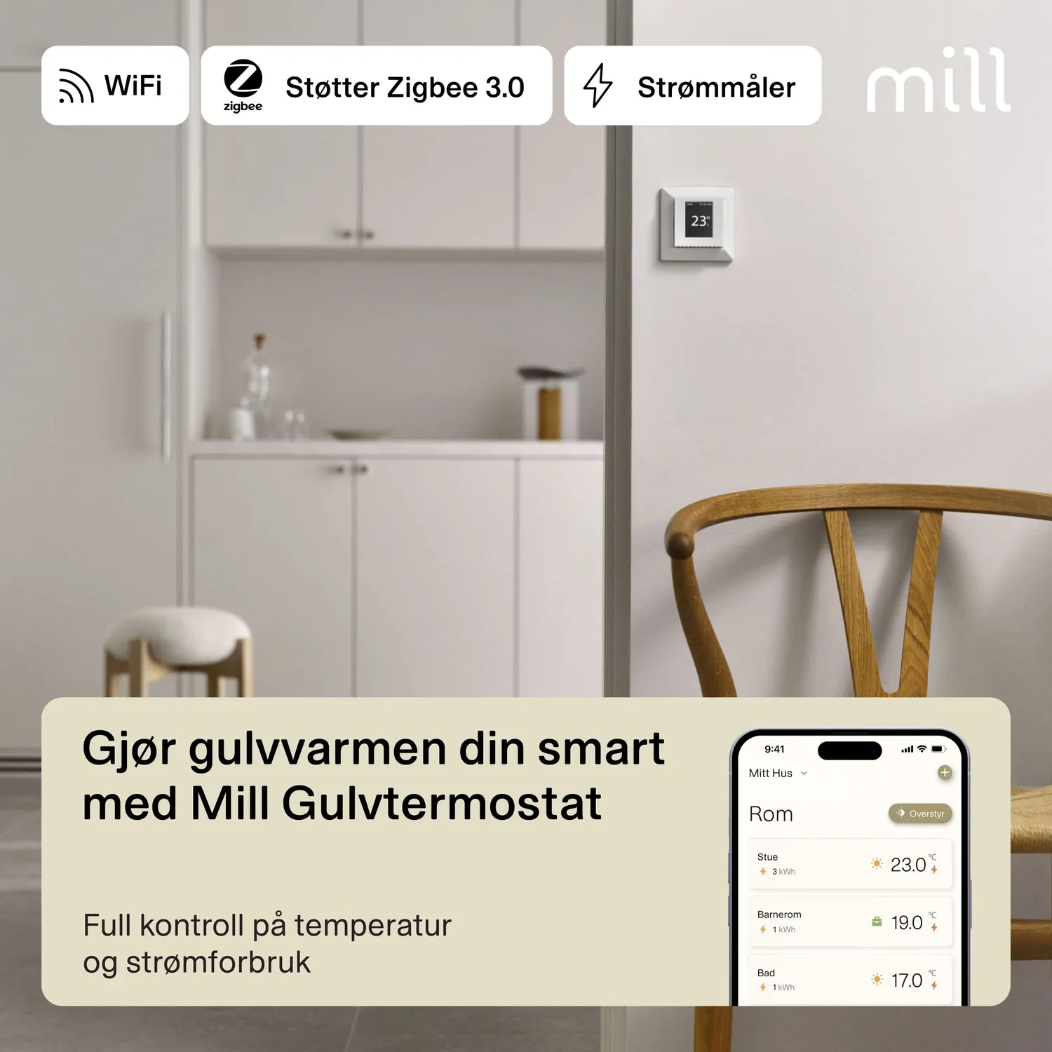 Mill Smart thermostat sol WiFi blanc pilotage smartphone