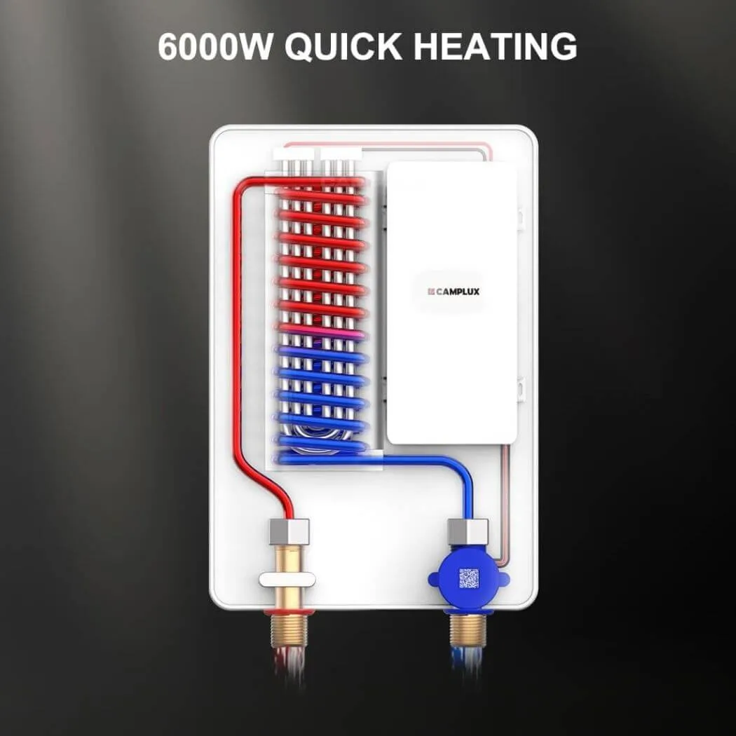 Camplux 6 kW chauffe-eau électrique instantané 1,0 GPM blanc