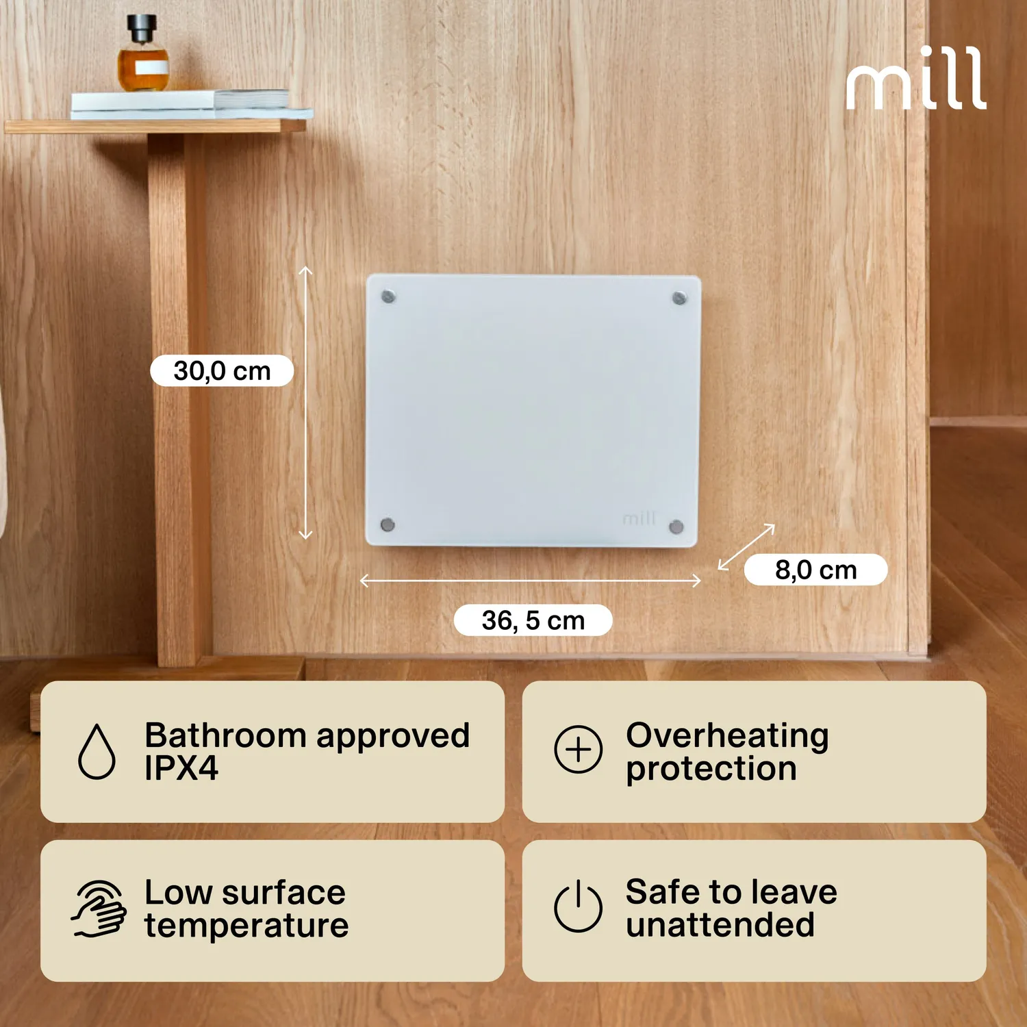 Mill Glass 250W radiateur panneau verre 250W appoint