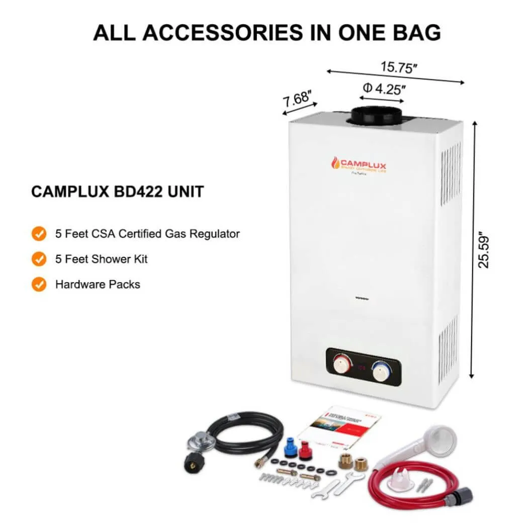 Camplux BD422 chauffe-eau gaz propane 16L 4,22 GPM