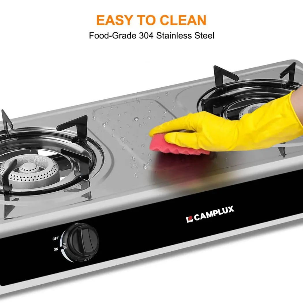 Camplux 2 feux réchaud camping inox 19600 BTU