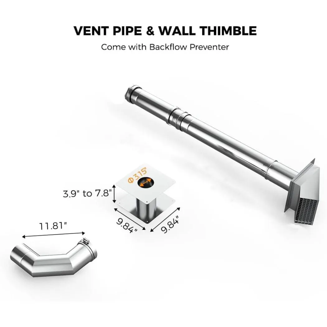 Camplux kit ventouse horizontale inox 3 pouces intérieur