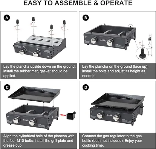 Camplux GP102B plancha gaz portable 2 brûleurs 4kW