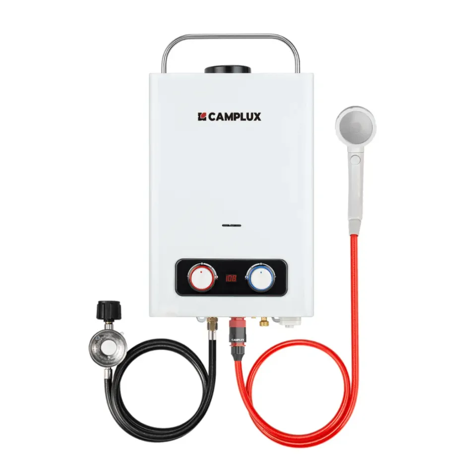 Camplux chauffe-eau gaz portable 1,58 GPM blanc compact