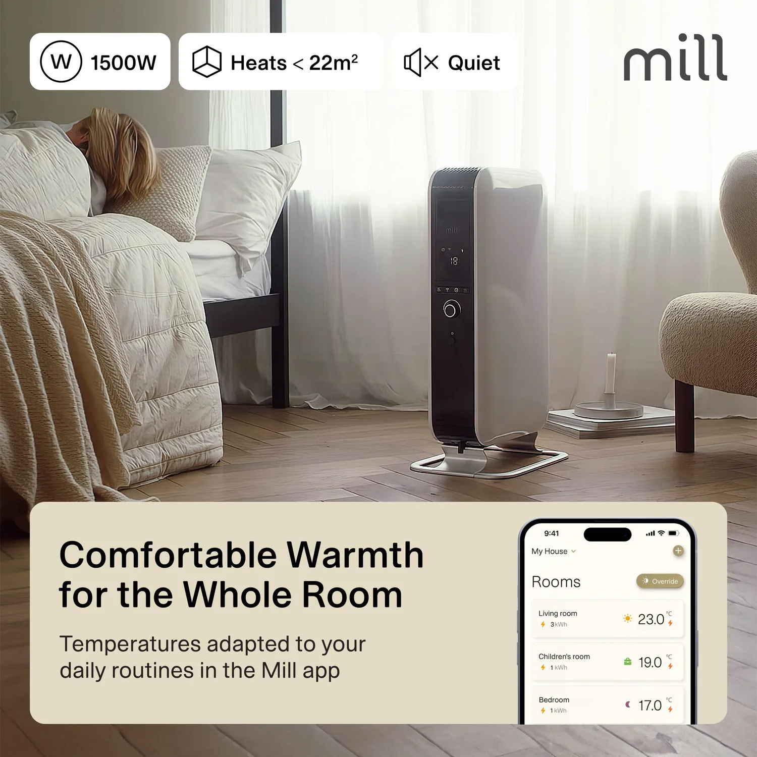 Mill Gentle Air WiFi 1500W radiateur huile connecté
