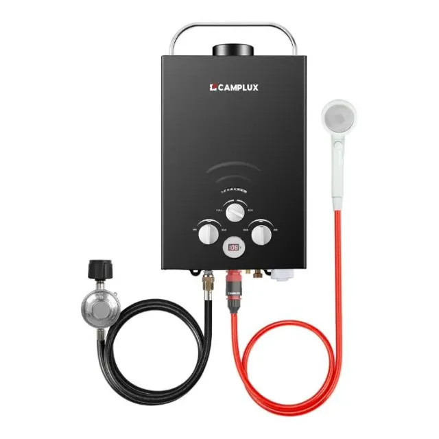 Camplux BW158B chauffe-eau gaz portable 6 L noir instantané