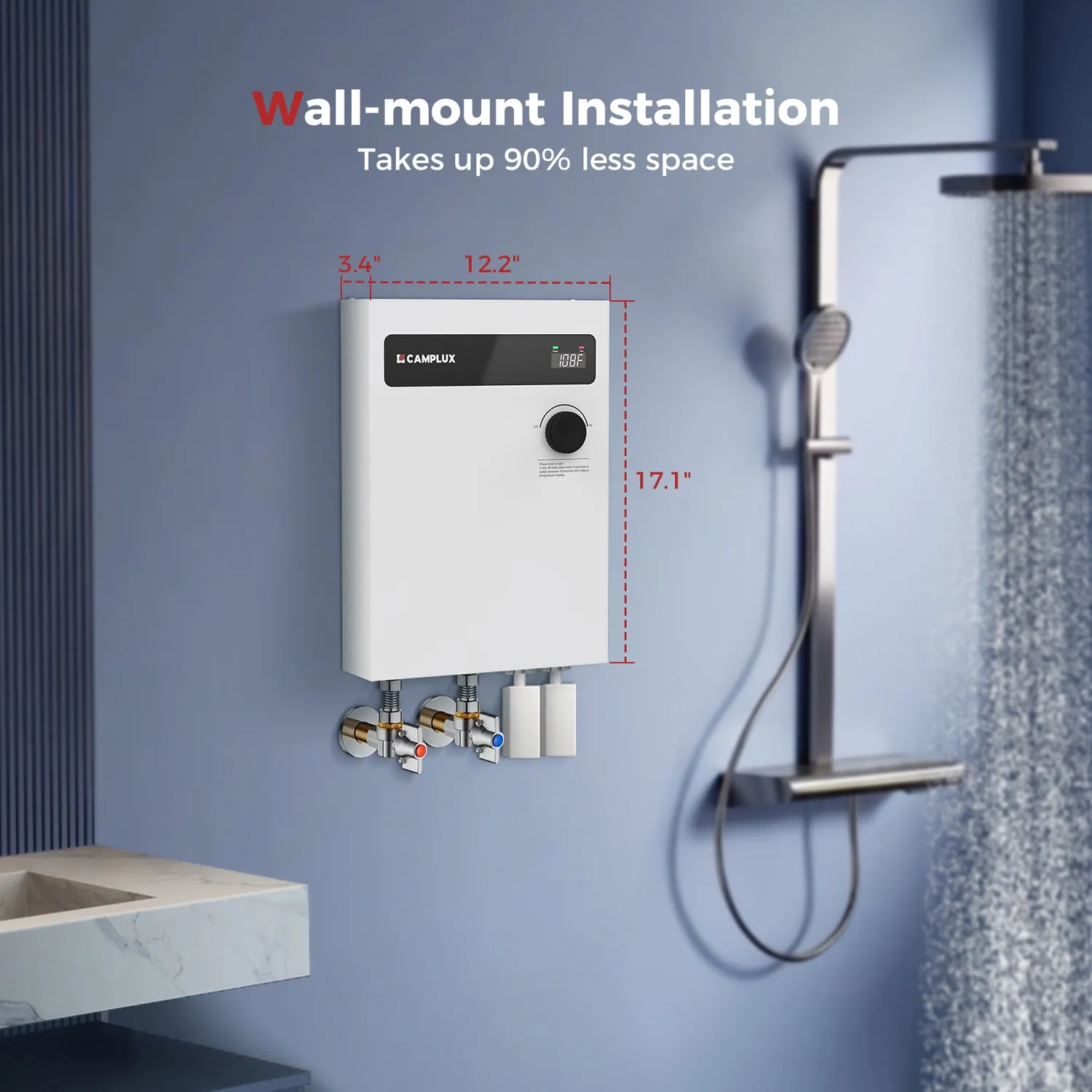 Camplux 18 kW chauffe-eau électrique instantané blanc