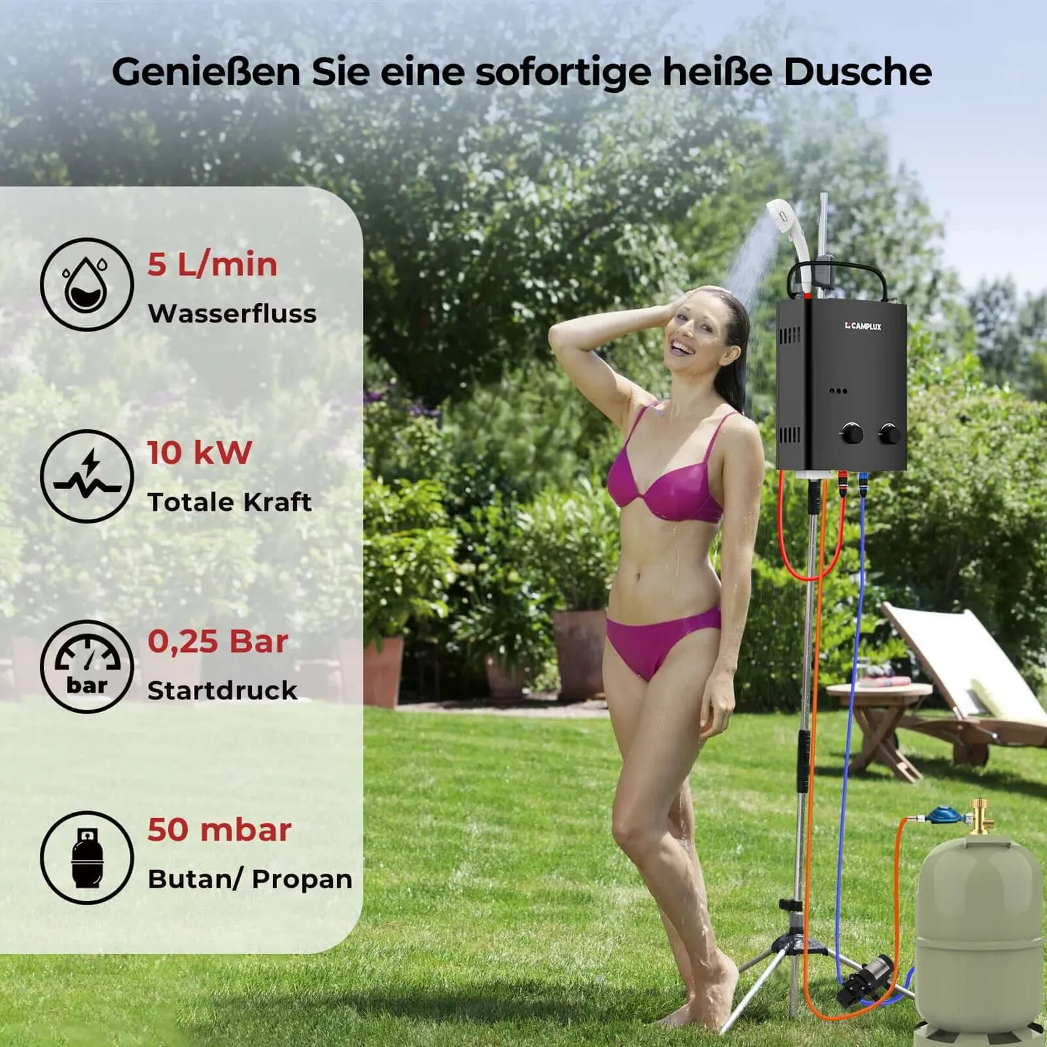 Camplux AY132P43 chauffe-eau gaz portable 5L 10kW