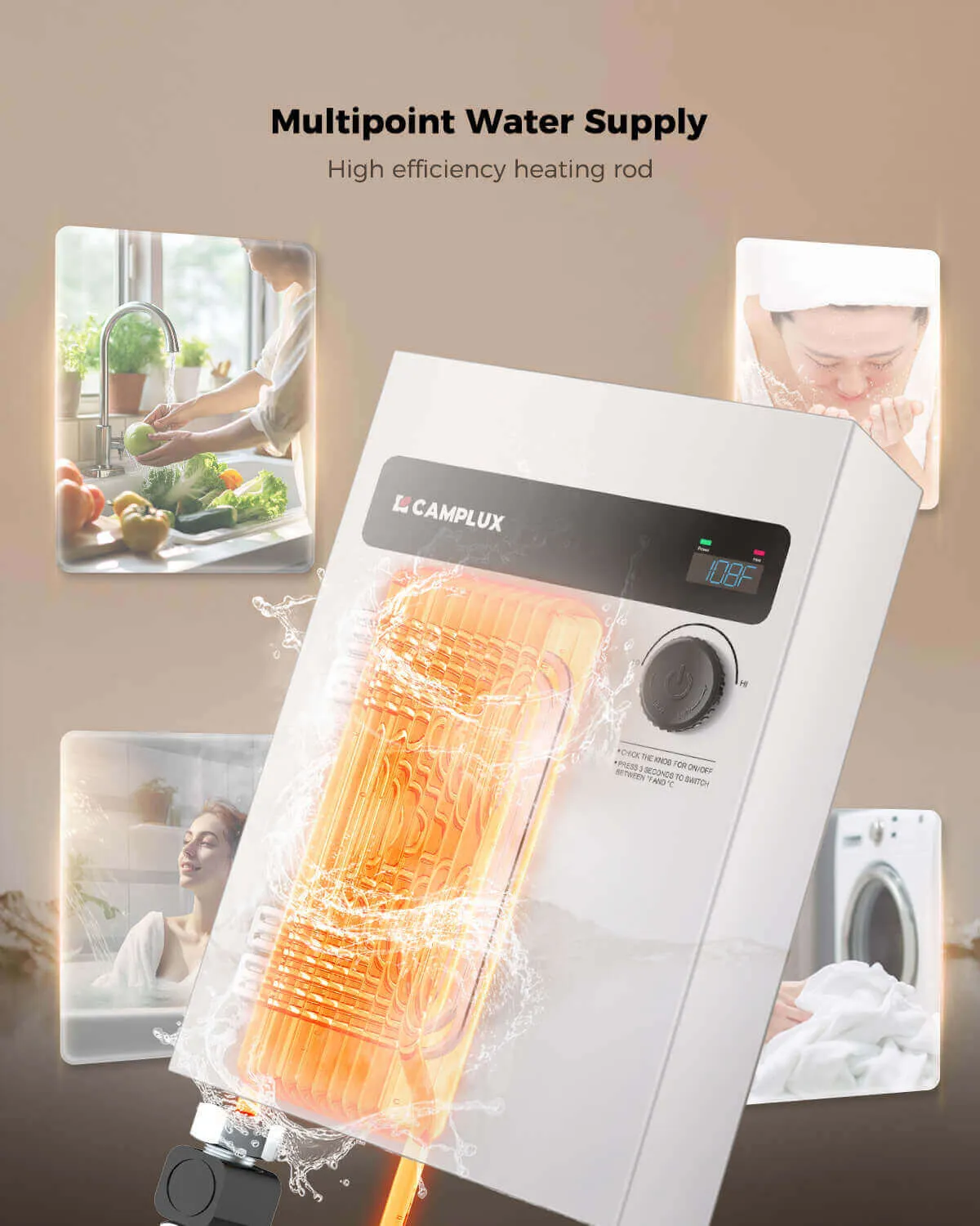 Camplux 27 kW chauffe-eau électrique instantané blanc
