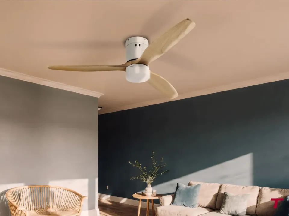 Thomson Olia ventilateur de plafond blanc sable LED silencieux