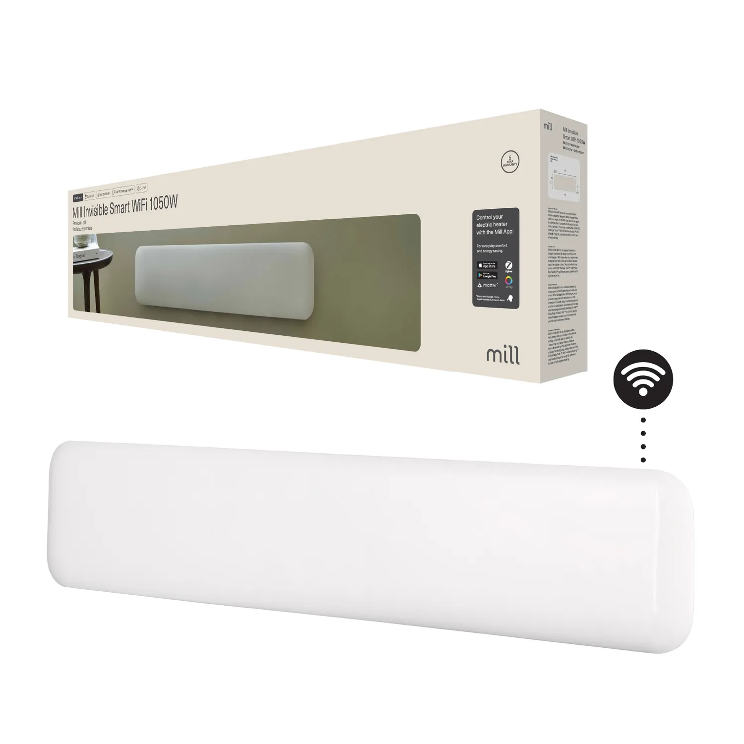 Mill Invisible Radiateur Panneau 1050W Bas Gen 4 WiFi