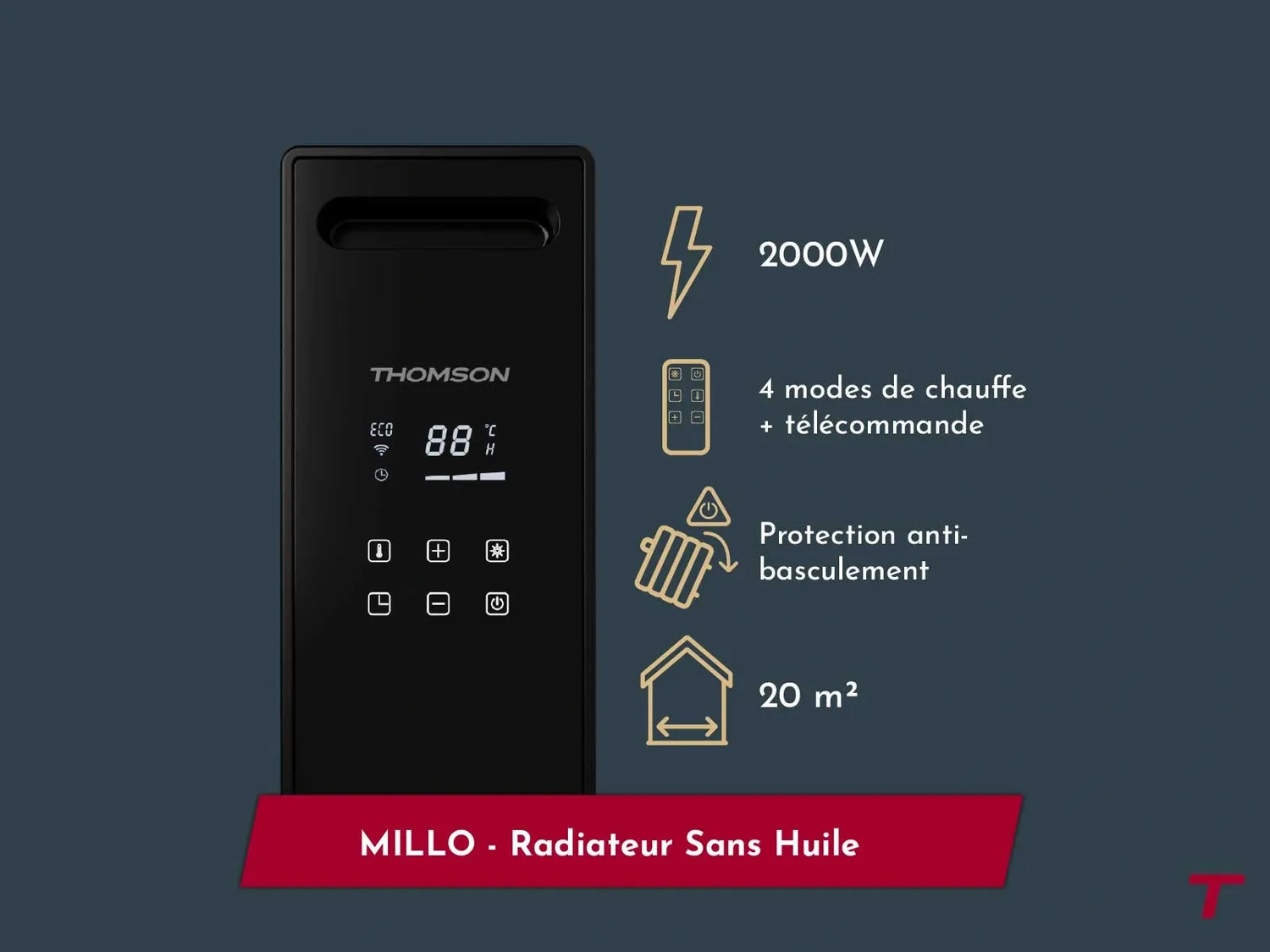 Thomson Millo radiateur mobile alu 2000W