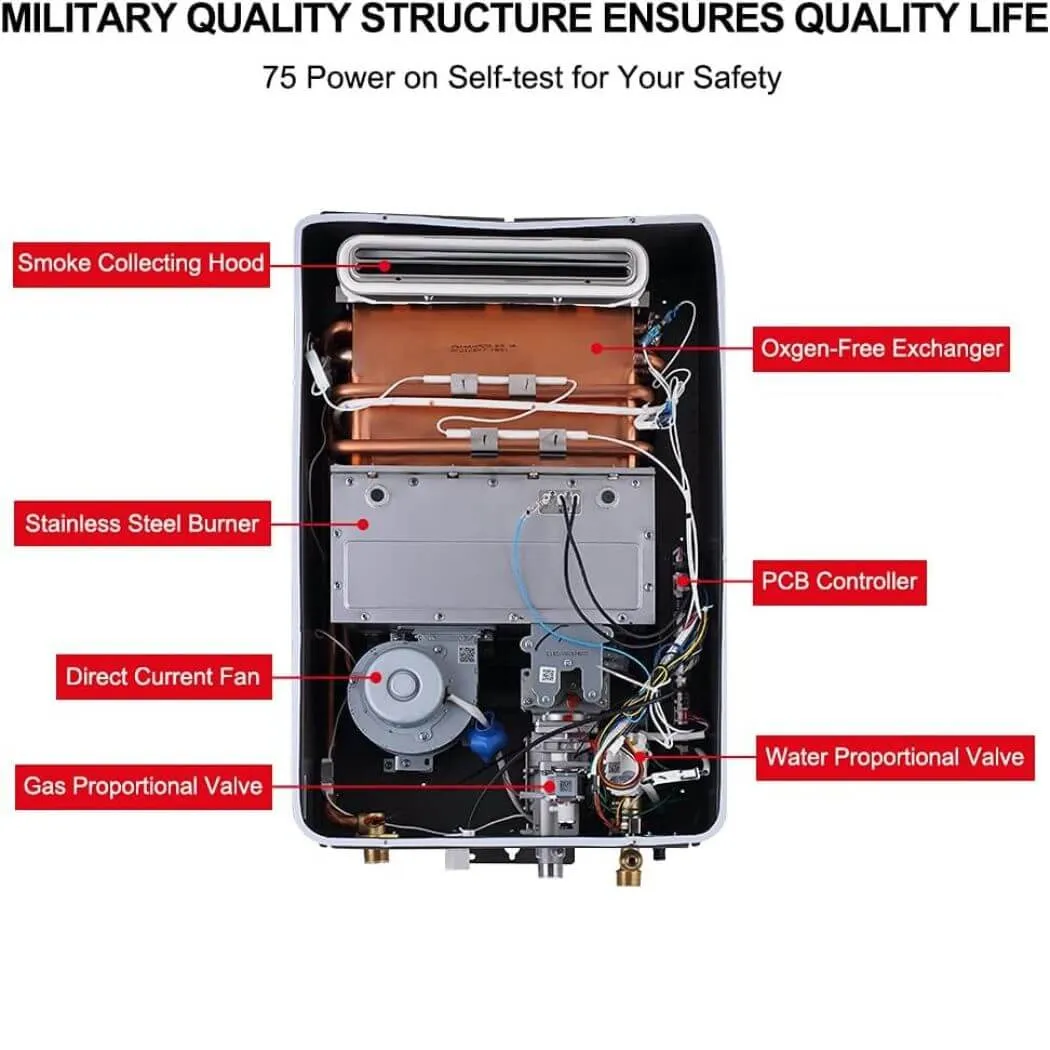 Camplux Chauffe-eau instantané 5,28 GPM propane gris extérieur
