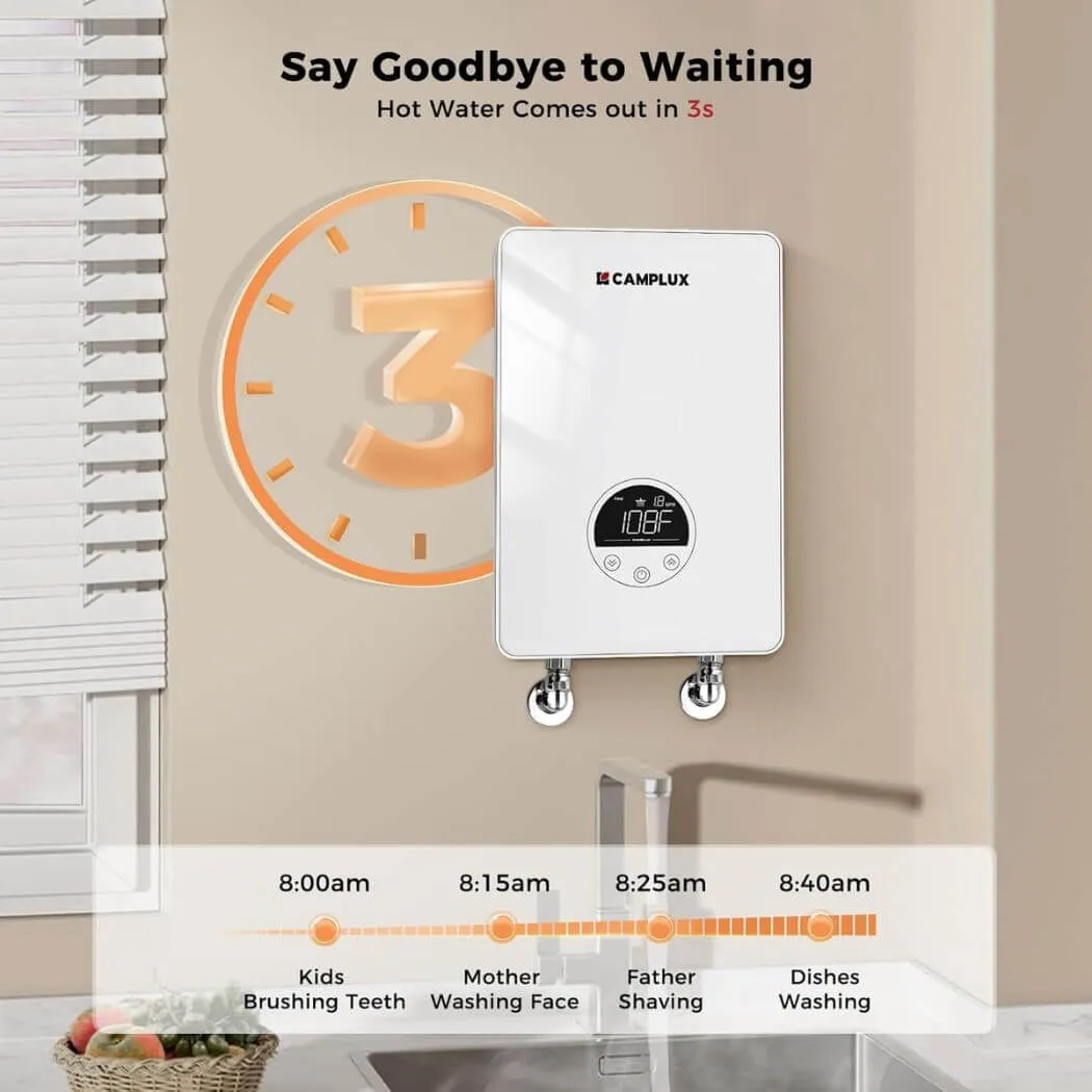 Camplux Chauffe-Eau Instantané Électrique 4,5kW 120V Sous Évier