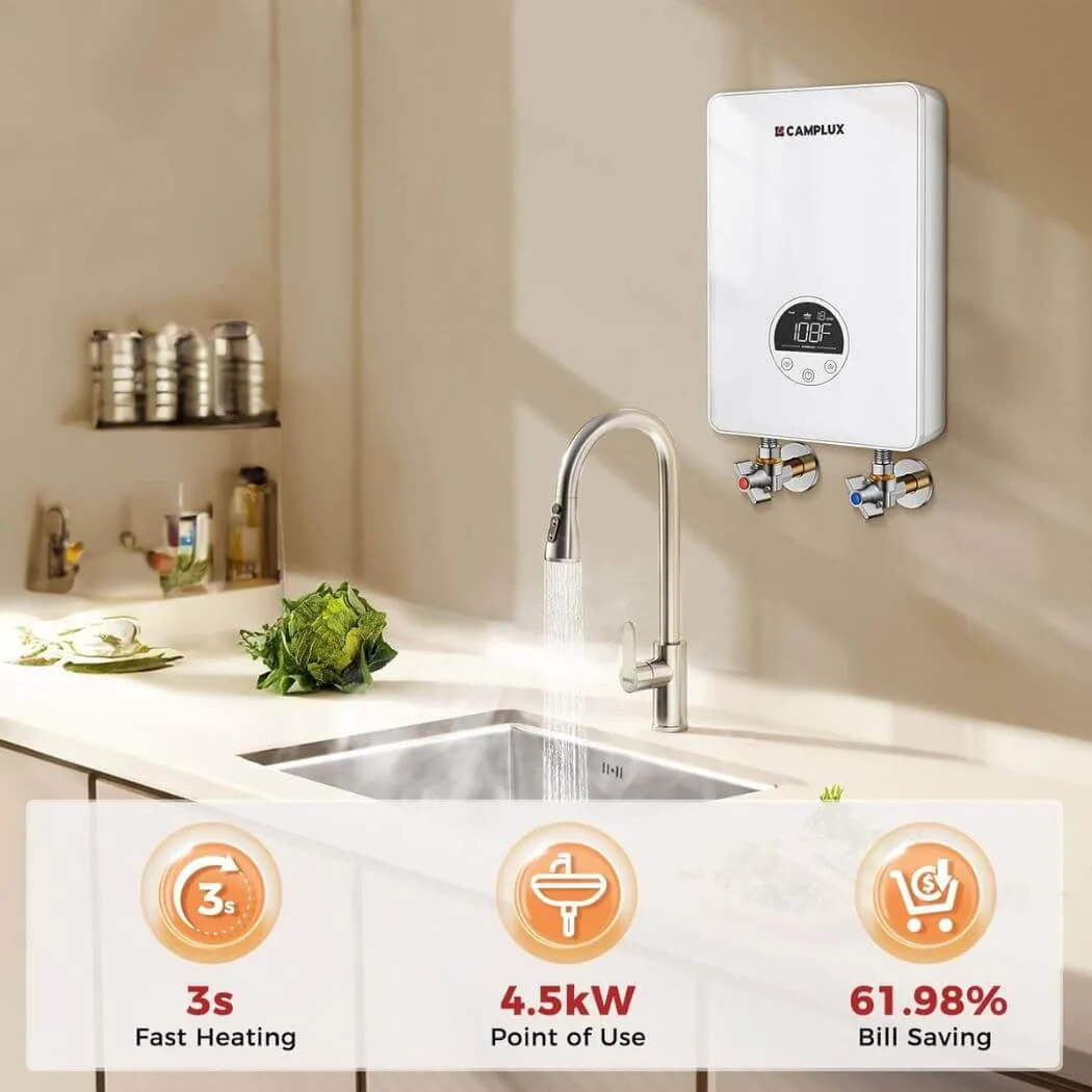 Camplux Chauffe-Eau Instantané Électrique 4,5kW 120V Sous Évier