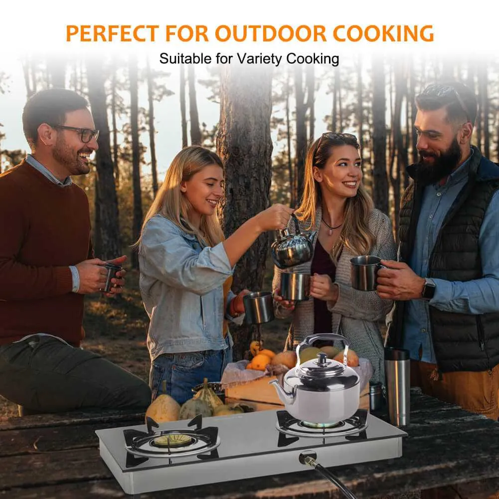 Camplux réchaud gaz portable 2 feux verre 19000 BTU