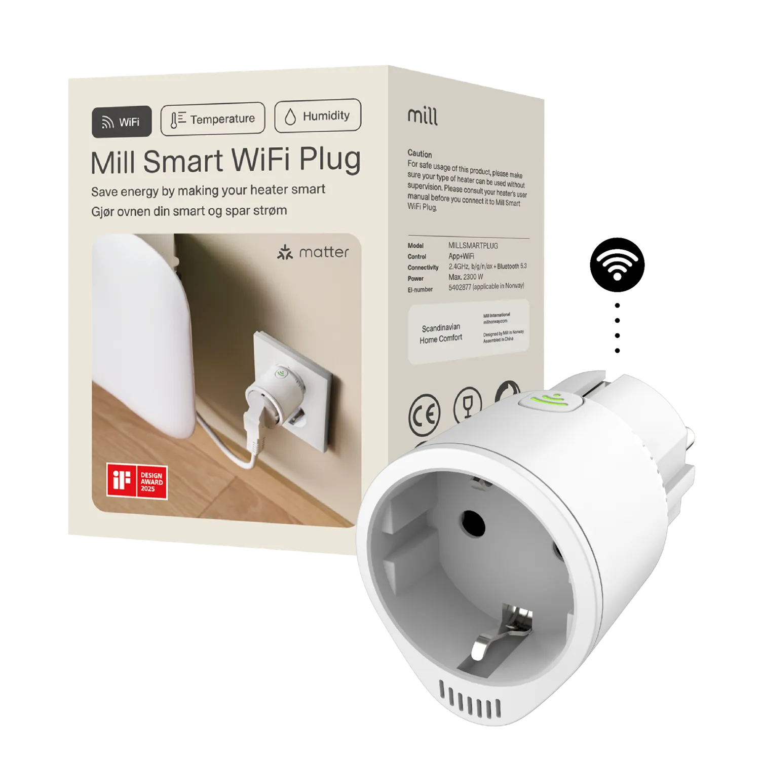 Mill Smart prise connectée WiFi suivi conso intérieure