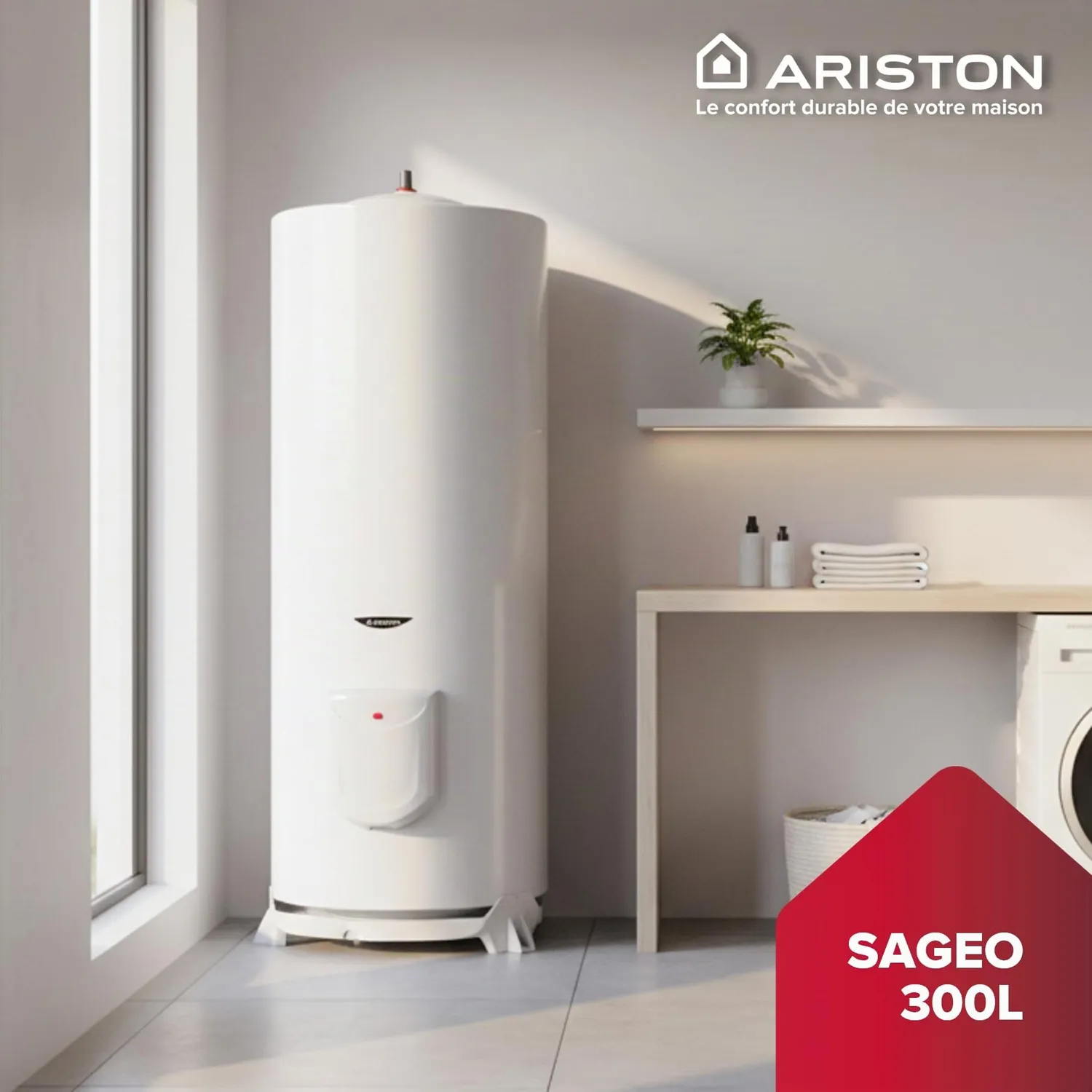 Ariston Sagéo 300L chauffe-eau sol stéatite eau calcaire