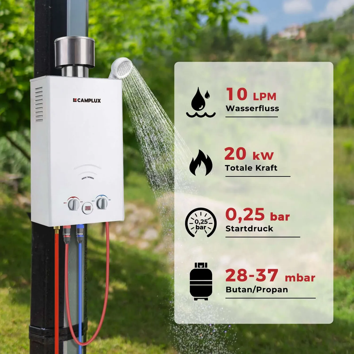 Camplux BW264C chauffe-eau gaz extérieur 10L 50 mbar