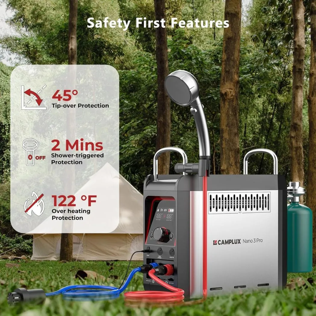 Camplux Nano 3 Pro chauffe-eau gaz portable sur batterie