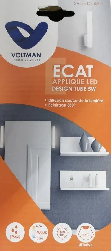Voltman 30 cm applique salle de bain LED chrome 4000K IP44