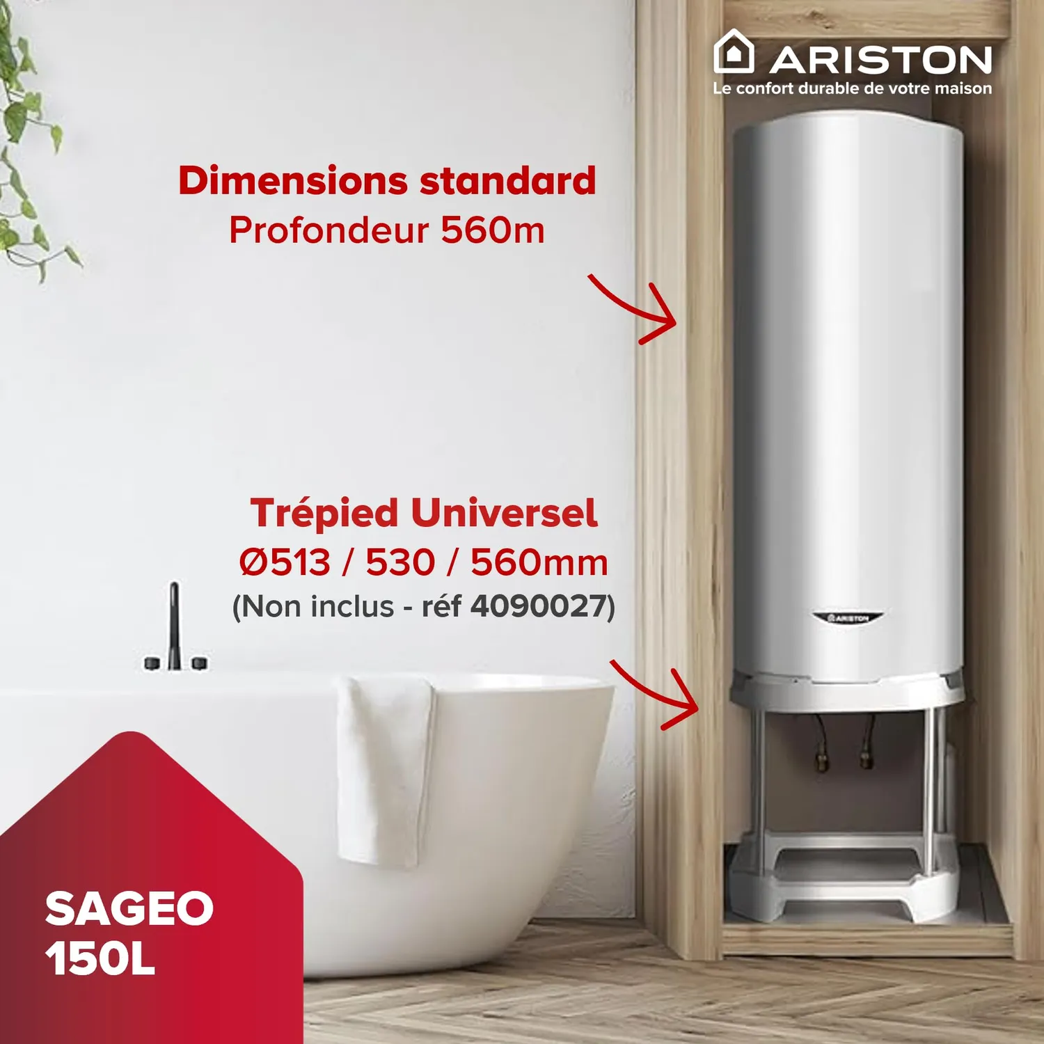 Ariston Hotpoint Sagéo 150L chauffe-eau électrique stéatite