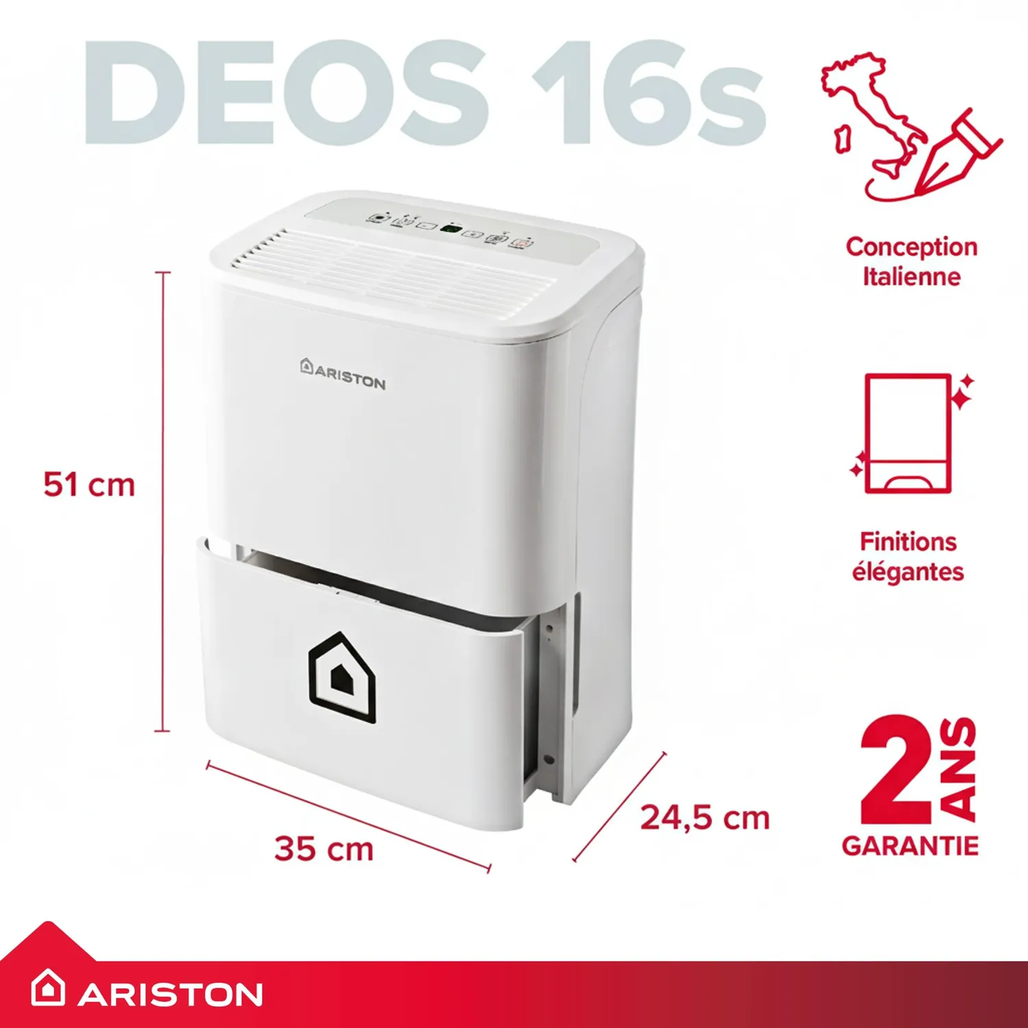 Ariston Deos 16S Net déshumidificateur WiFi 16L connecté