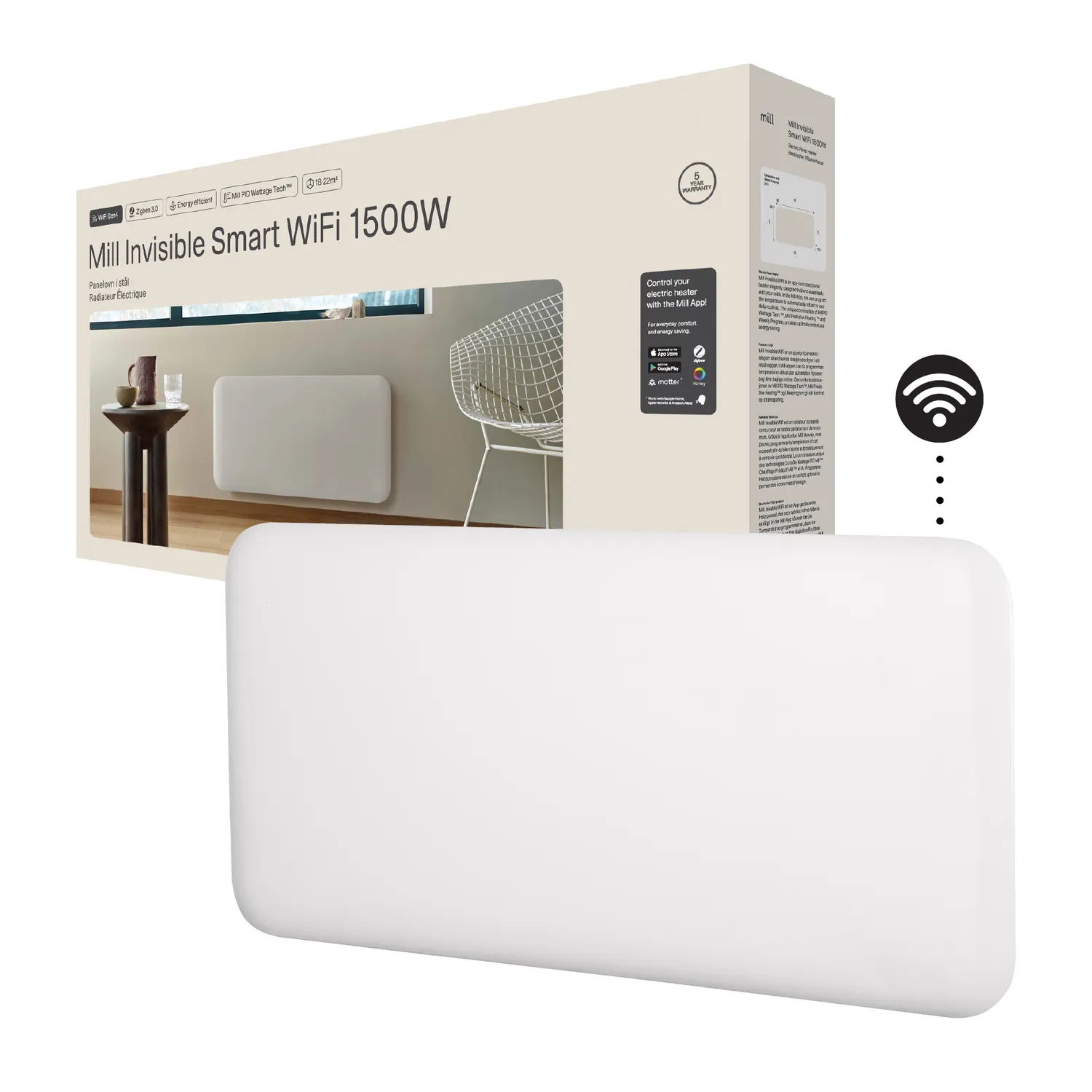 Mill Invisible Smart WiFi Gen 4 radiateur panneau 1500W