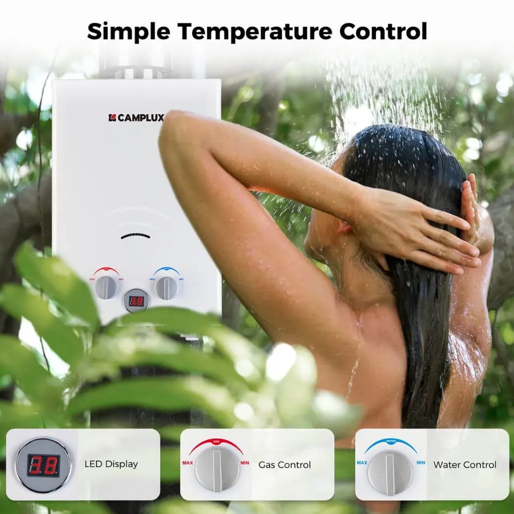 Camplux BW158C chauffe-eau gaz 6 L camping capuchon pluie A+