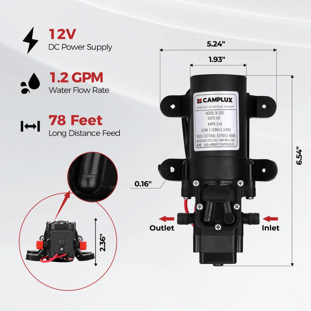 Camplux Pro 6L chauffe-eau gaz sans réservoir 6L avec pompe