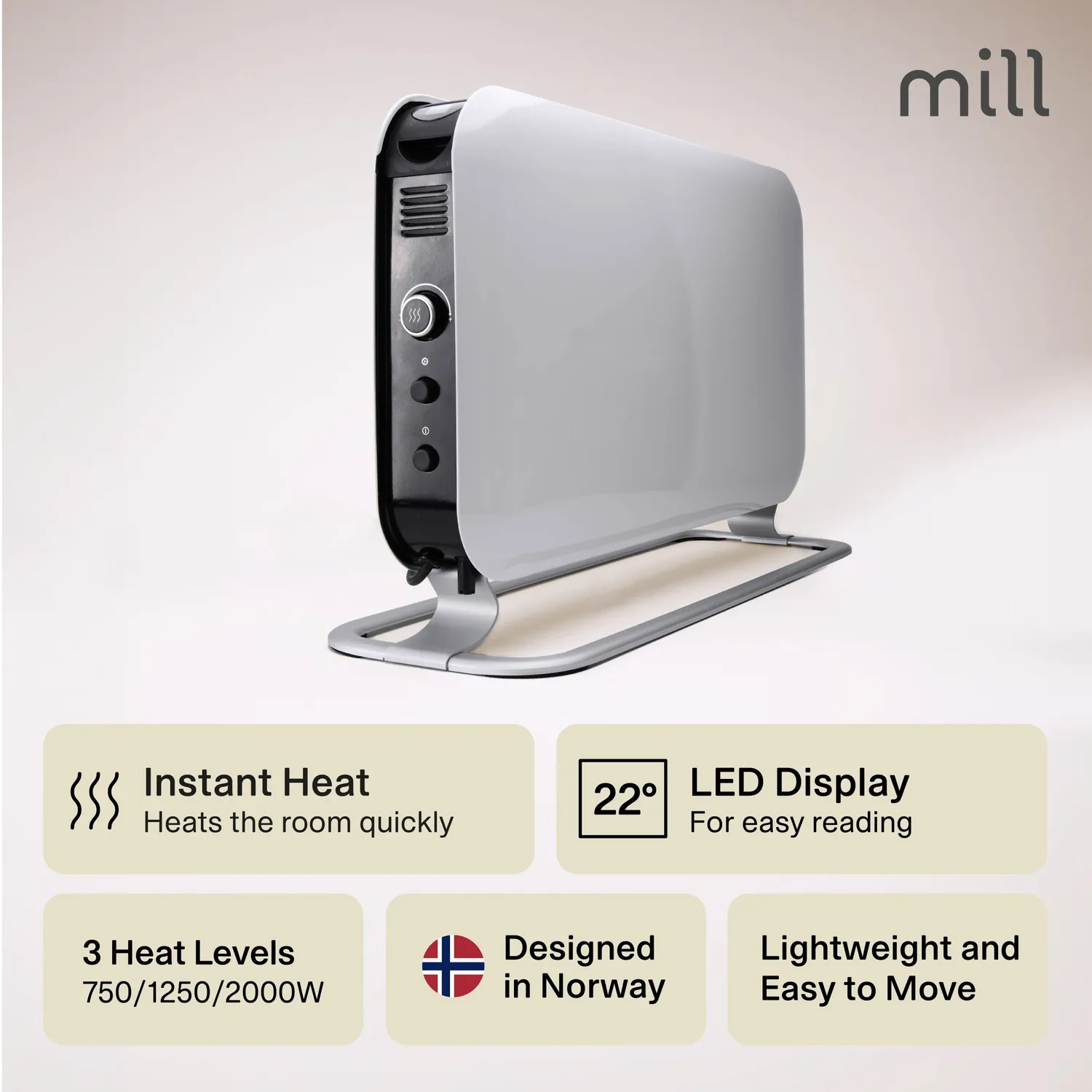 Mill Instant Led 2000W chauffage soufflant portable