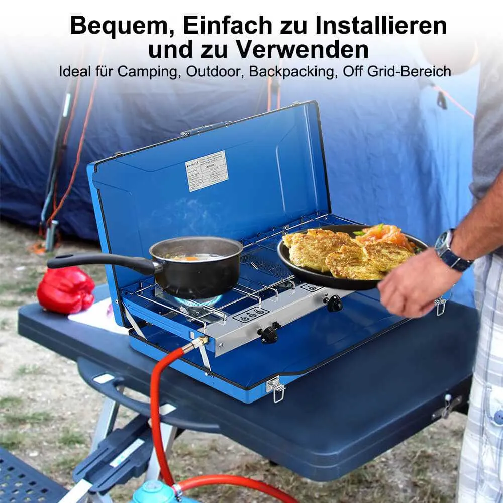 Camplux JK-5330-DE réchaud gaz 3 feux 4,5 kW avec couvercle