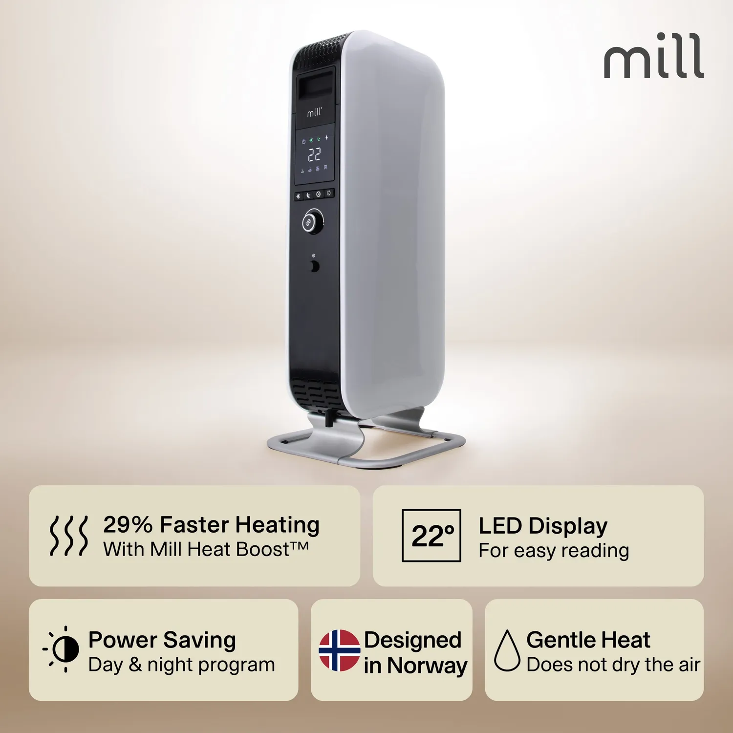 Mill Gentle Air radiateur bain d'huile 1000W mobile