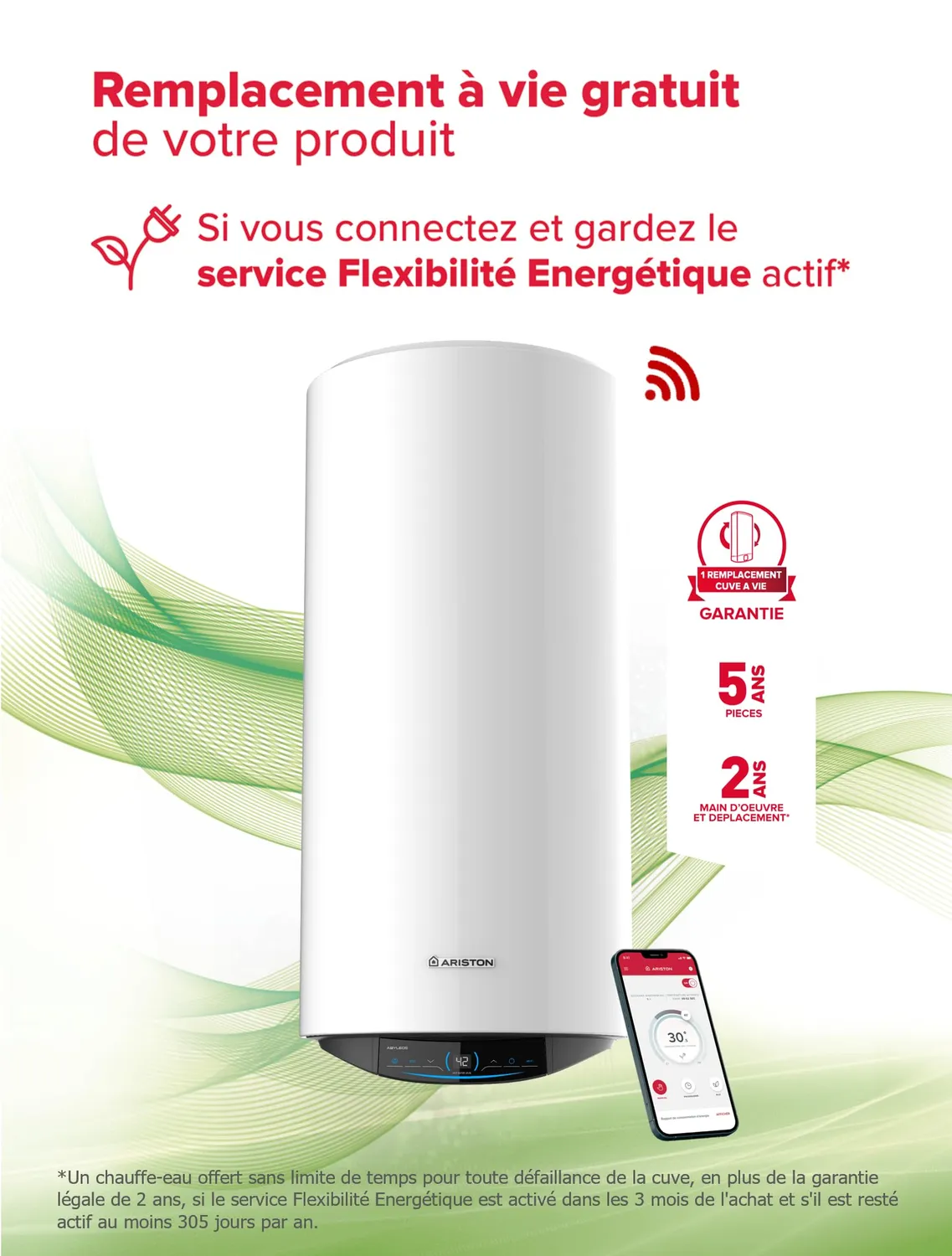 Ariston Abyleos Xpert Wifi chauffe-eau 200L stéatite mural