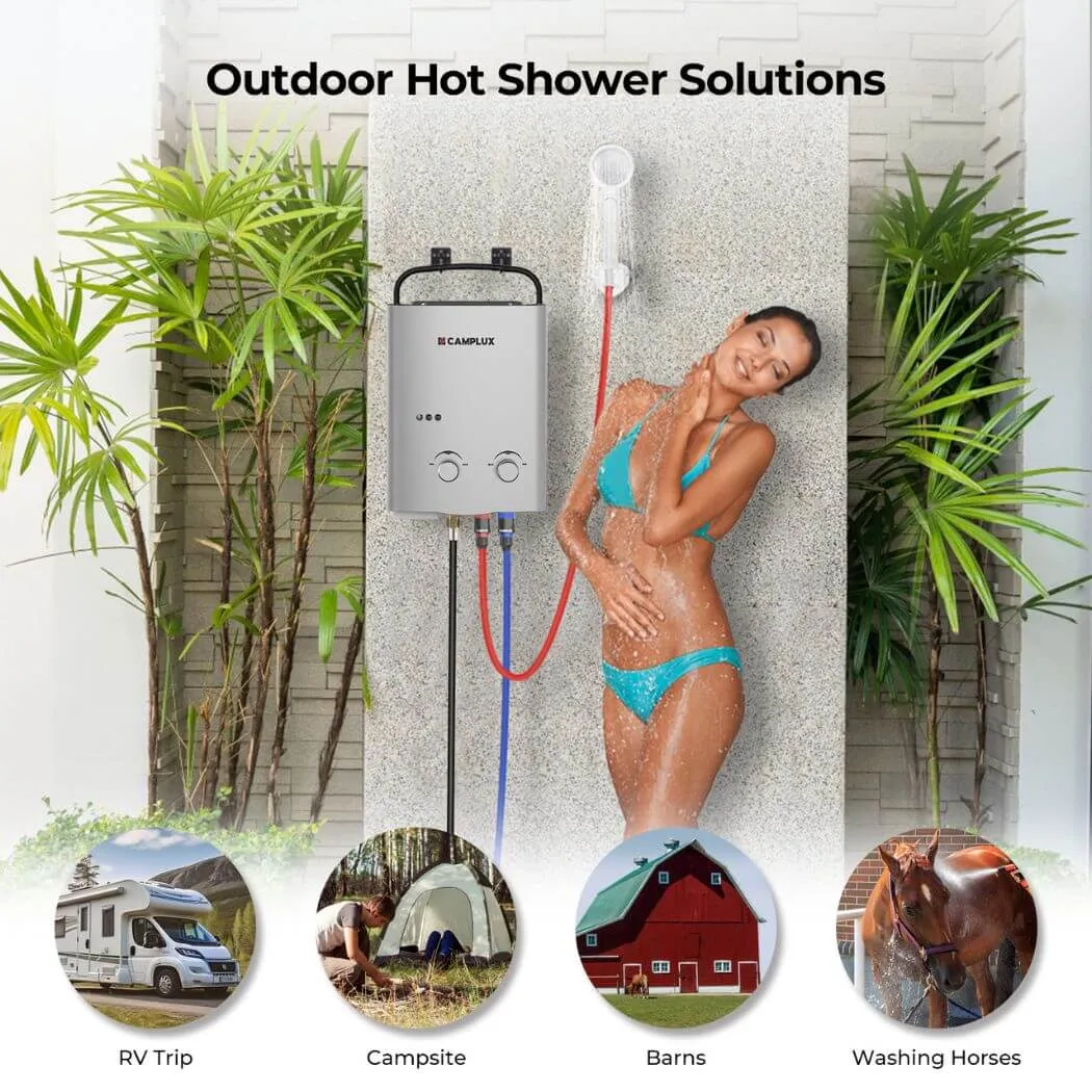 Camplux AY132 Chauffe-eau instantané 5L propane extérieur argent